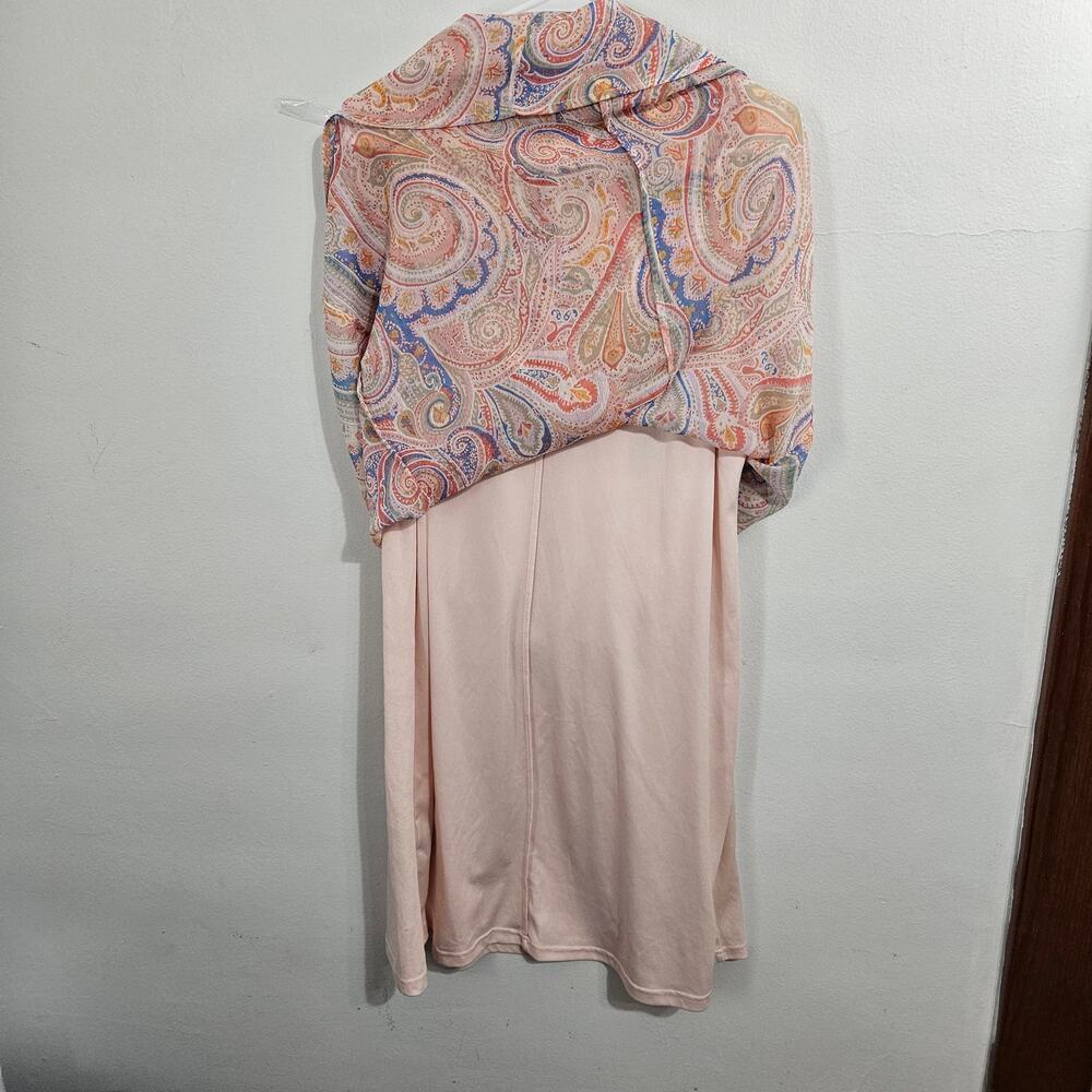 Tommy Hilfiger St. Tropez Pink Paisley Tassel Tie Sleeveless Shift Dress Sz L - Picture 3 of 5